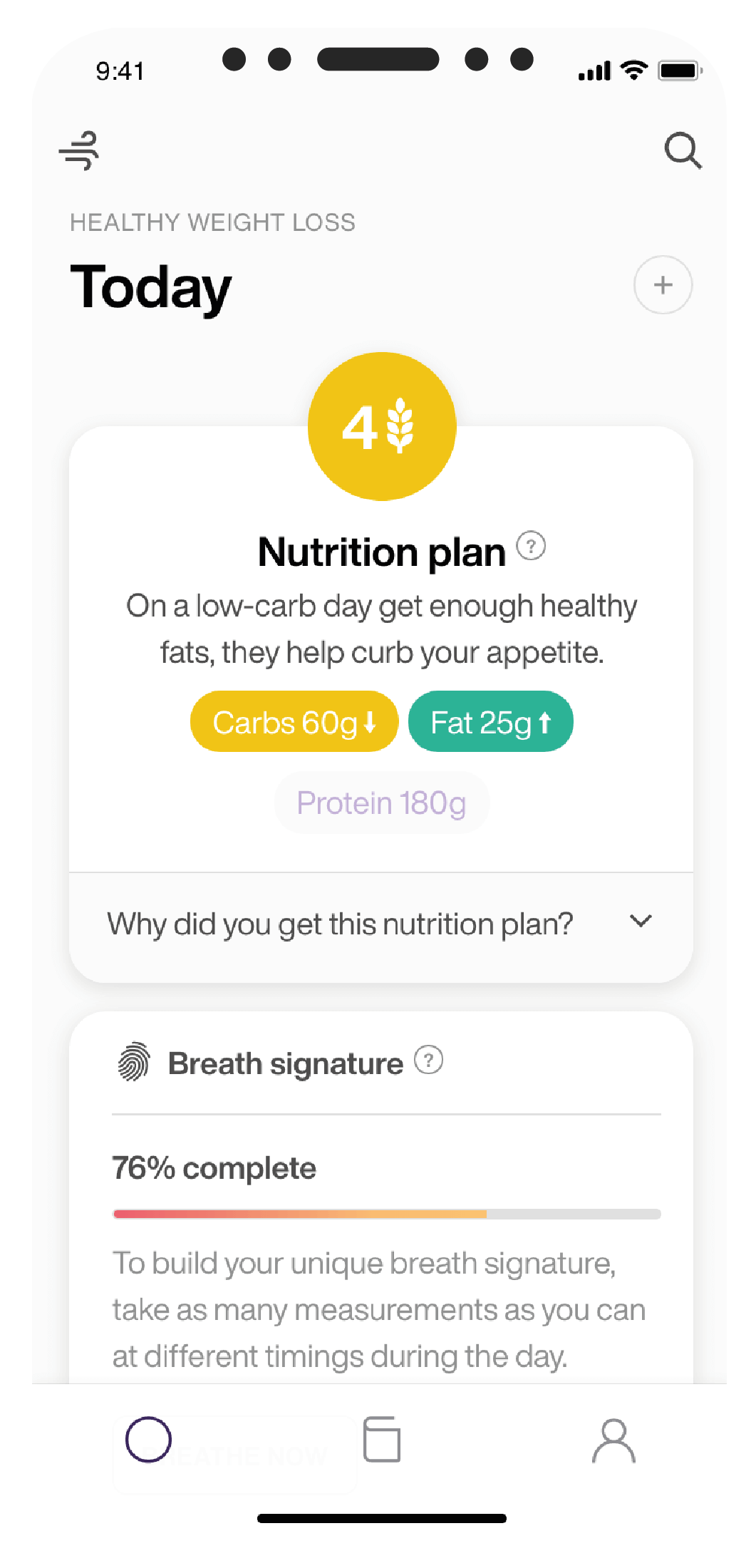 Personalized meal  recommendations in a phone